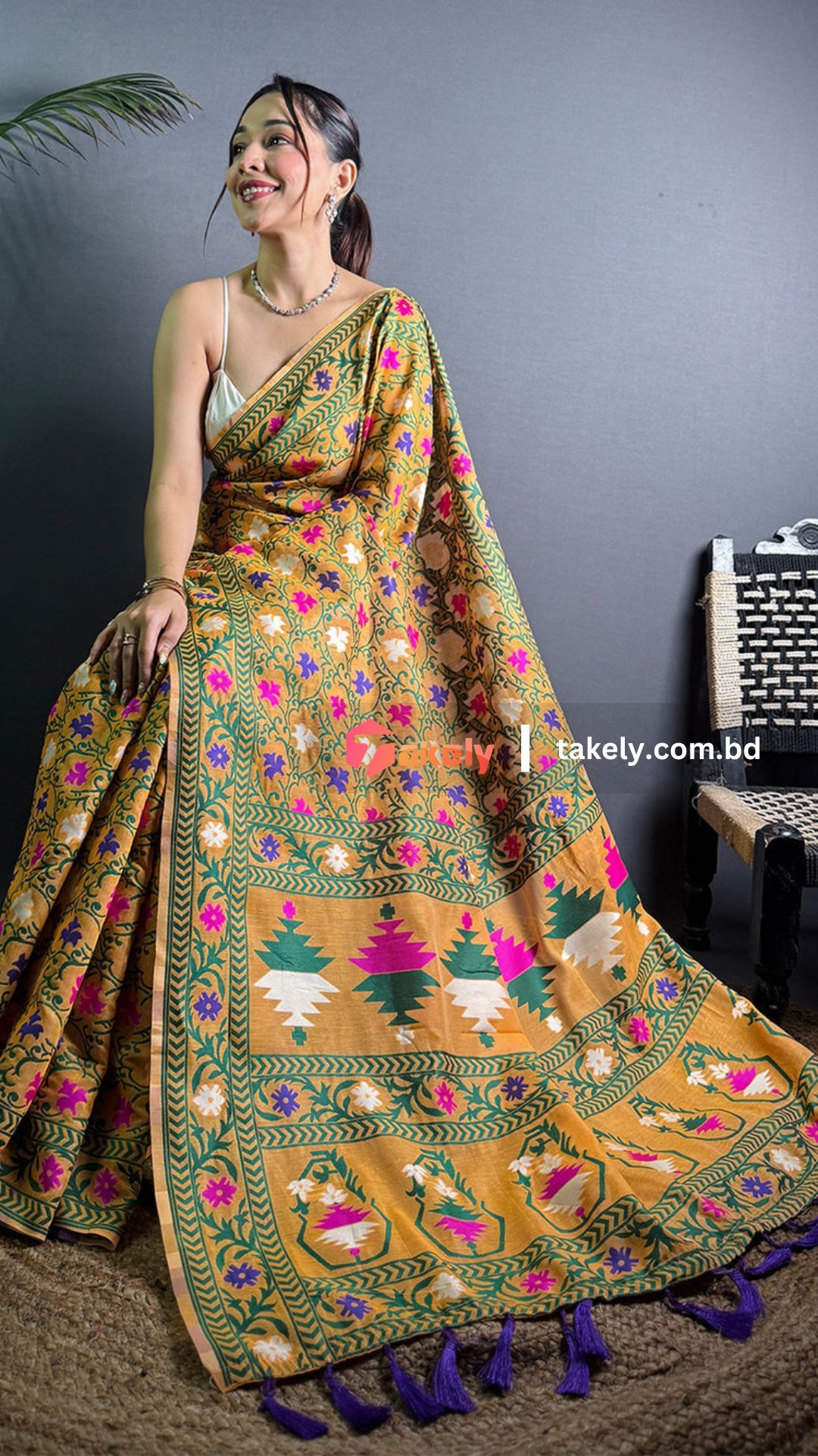 Jamdani Motive New Digital Print Saree | DG-204