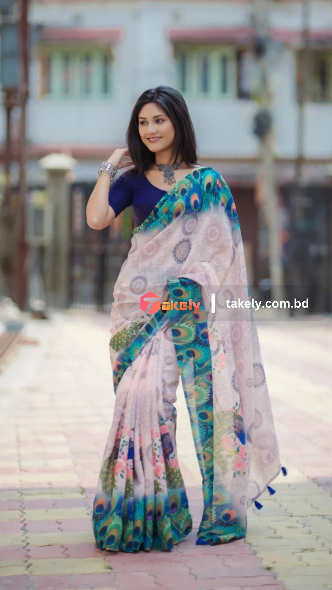 Peacock Elegance – Premium Digital Print Saree | DG-207