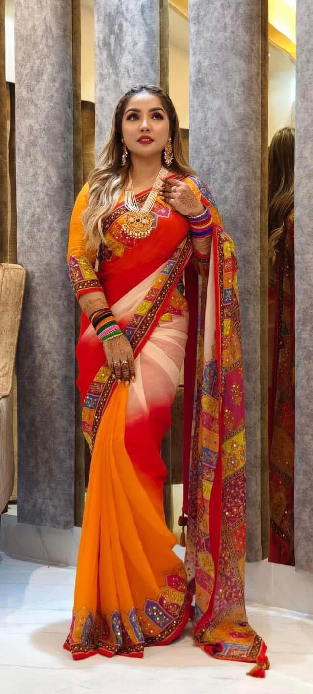 Dolar work Takely Digital Print Saree