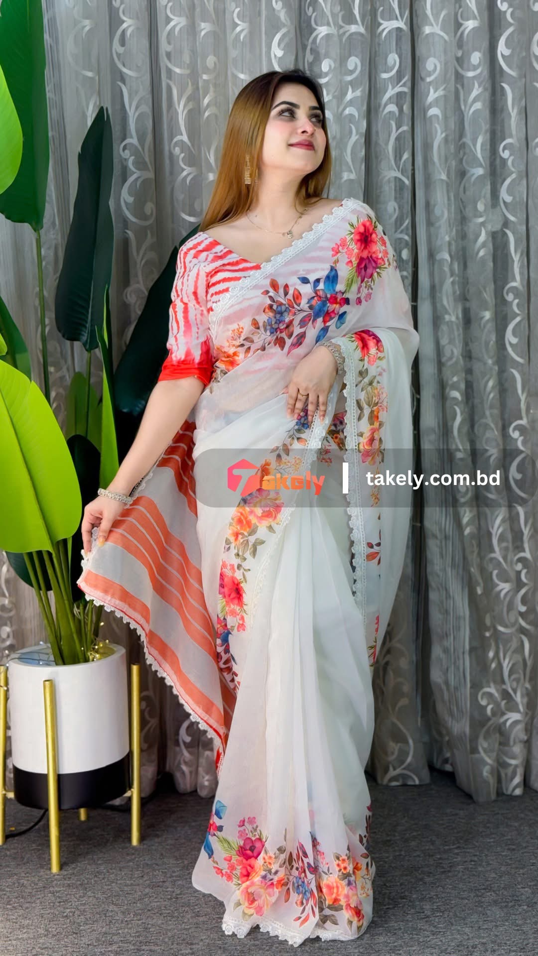 ফ্লোরাল ওয়াসিস জারি শাড়ি| BS-01