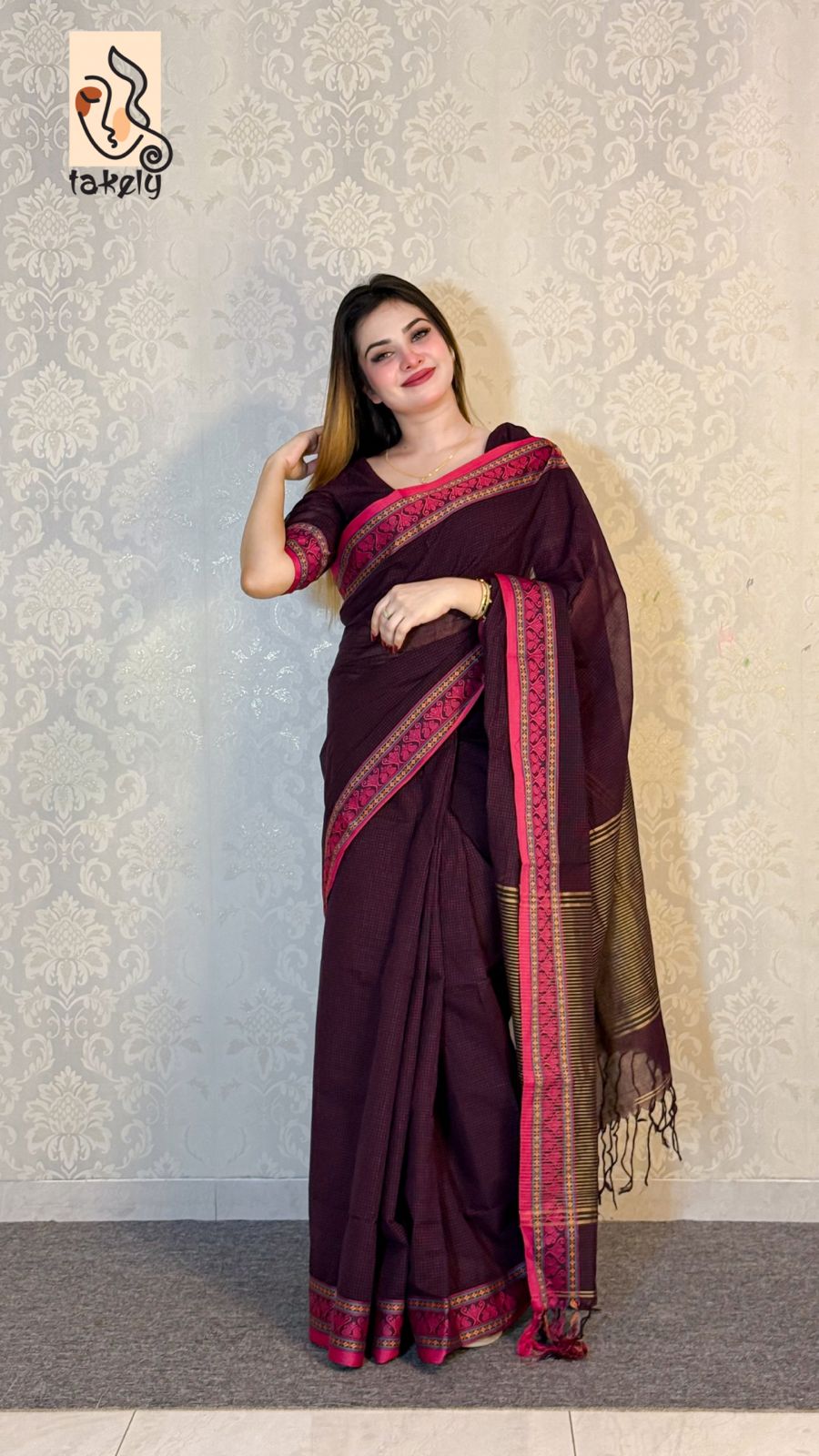 দেশীয় তাঁতের হ্যান্ডলুম পিওর সুতি শাড়ি| CS-32