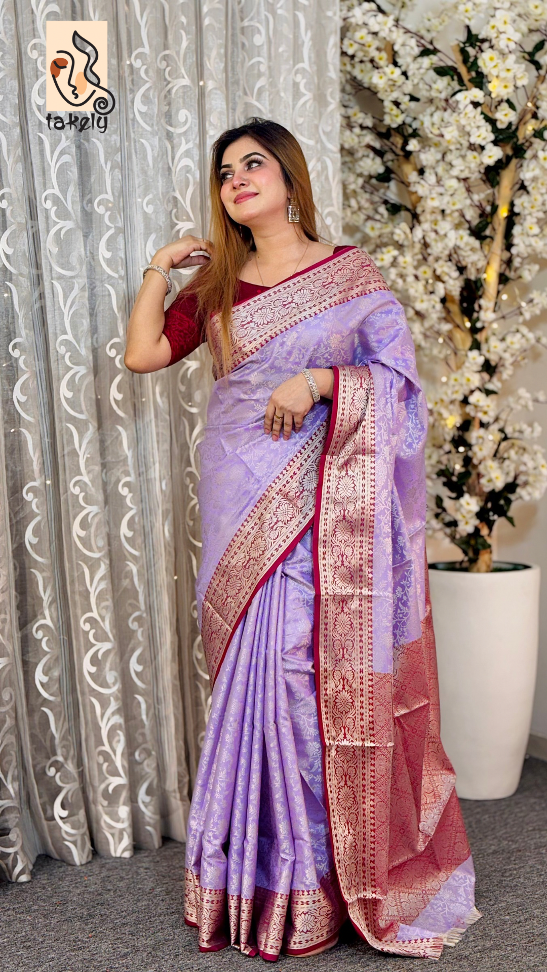 কাঞ্চিপুরম কাতান শাড়ি ব্লাউজ পিস সহ।PKS-07