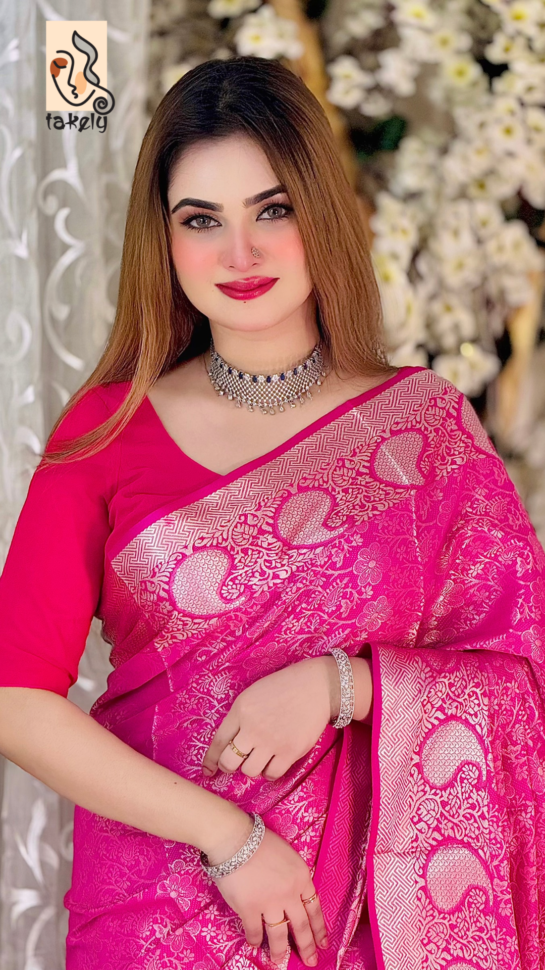 কাঞ্চিপুরম কাতান শাড়ি ব্লাউজ পিস সহ।PKS-04