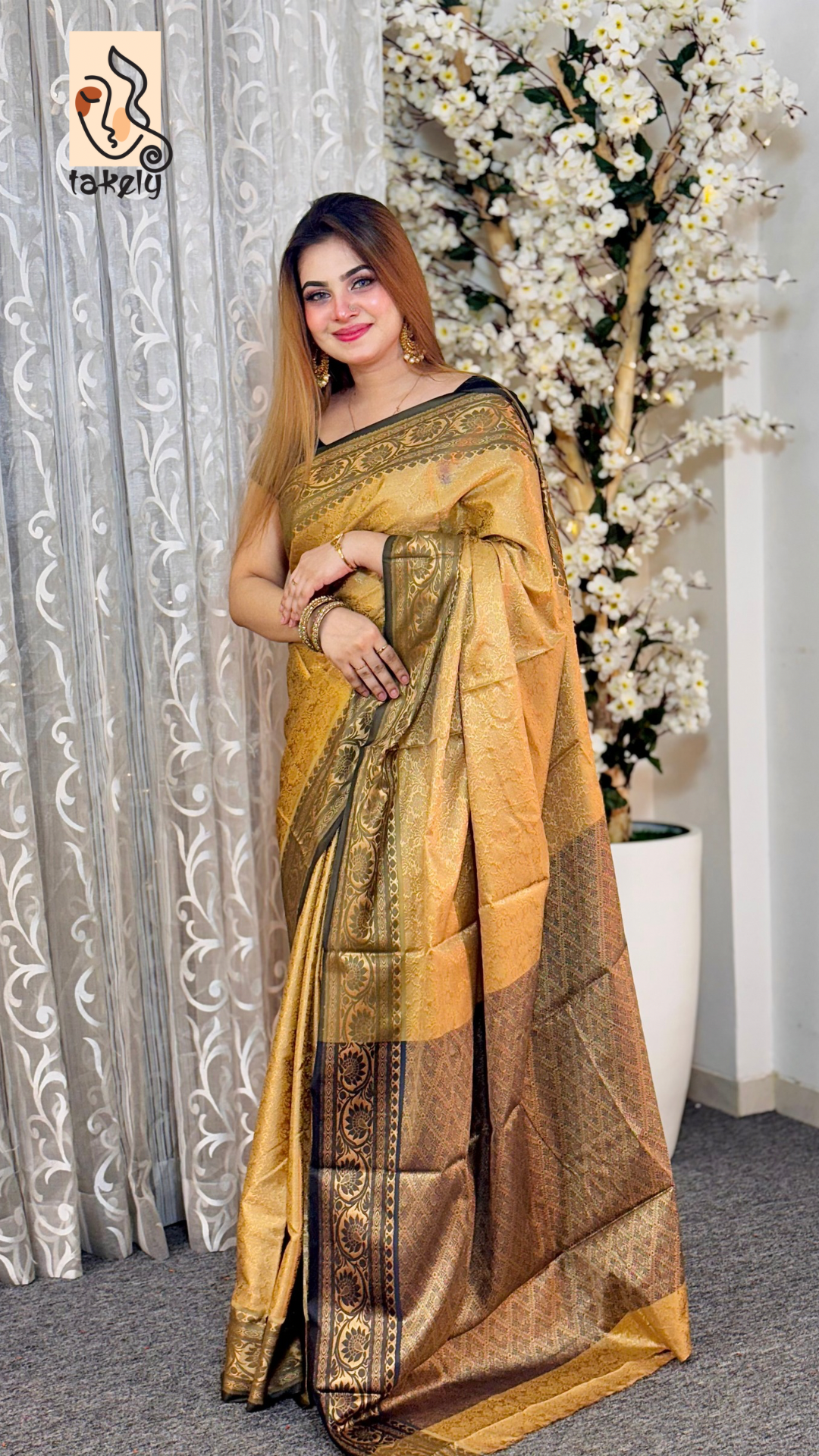 কাঞ্চিপুরম কাতান শাড়ি ব্লাউজ পিস সহ।PKS-06