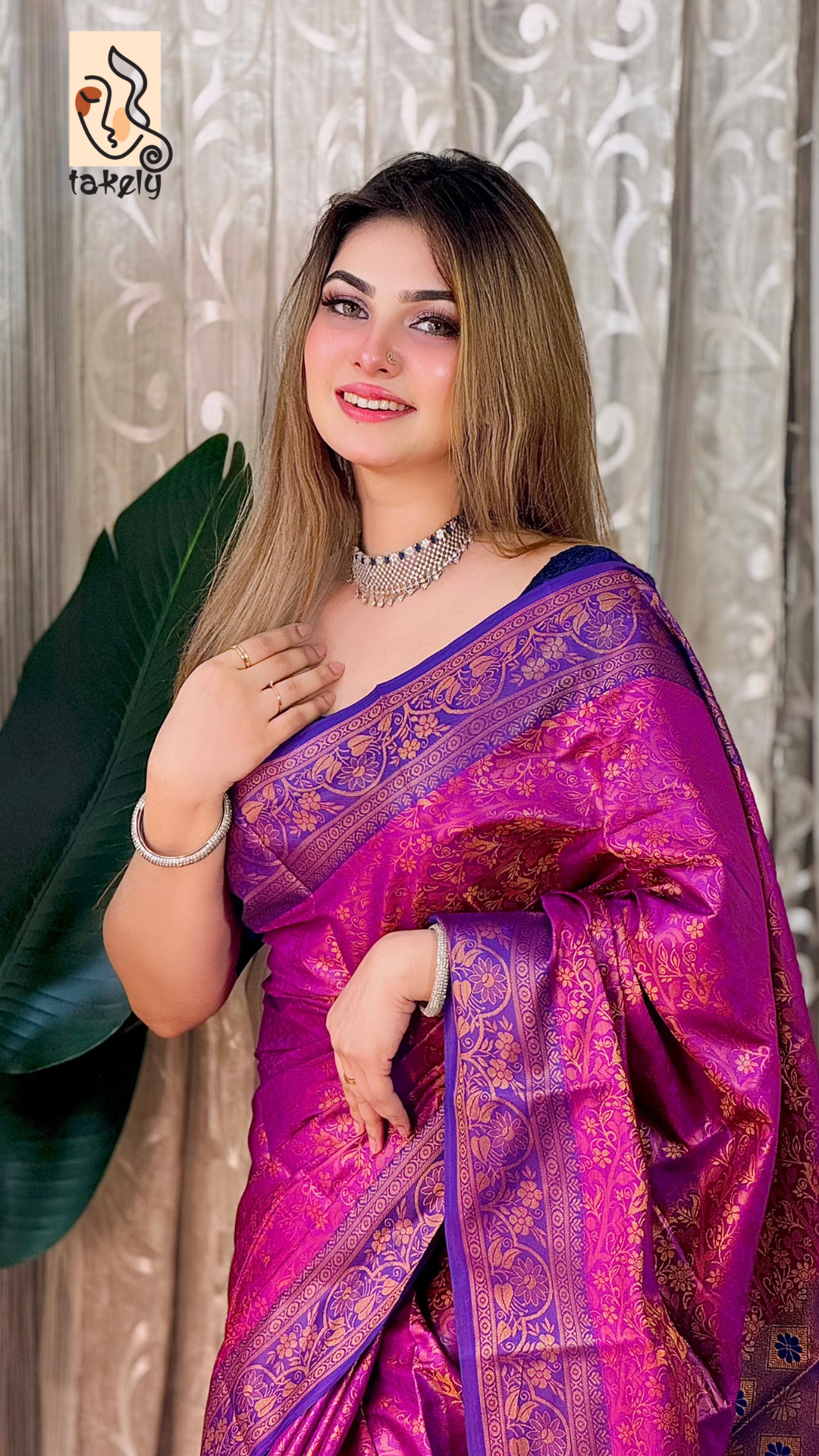 কাঞ্চিপুরম কাতান শাড়ি ব্লাউজ পিস সহ।PKS-08