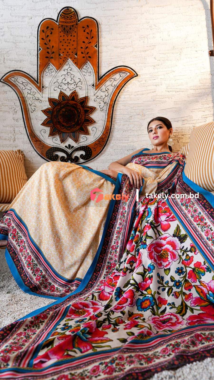 MAJESTIC PINK FLORAL SAREE | DG-206