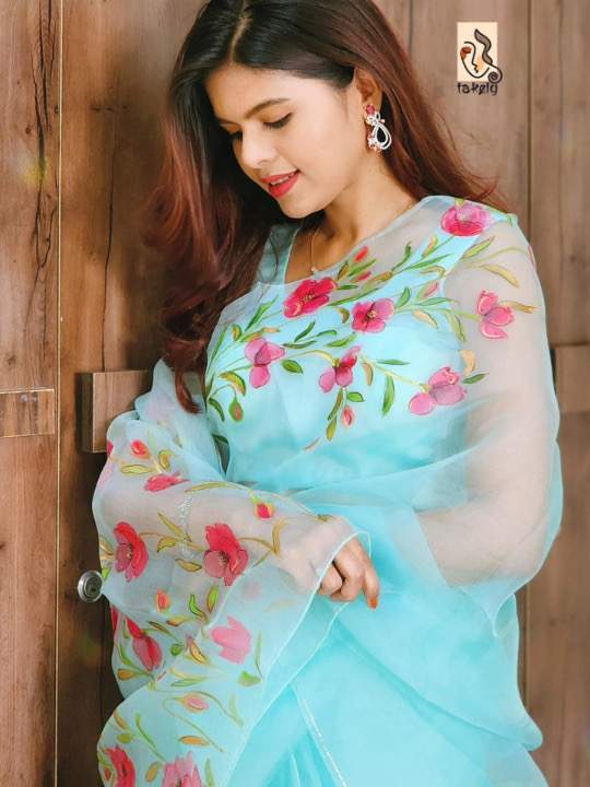 Organza Silk Printed Saree With Blouse Piece | OSP-03