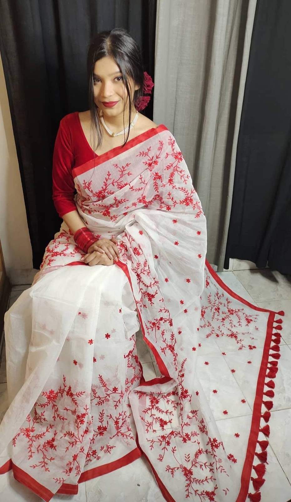 Halfsilk Embroidery Saree Em-111