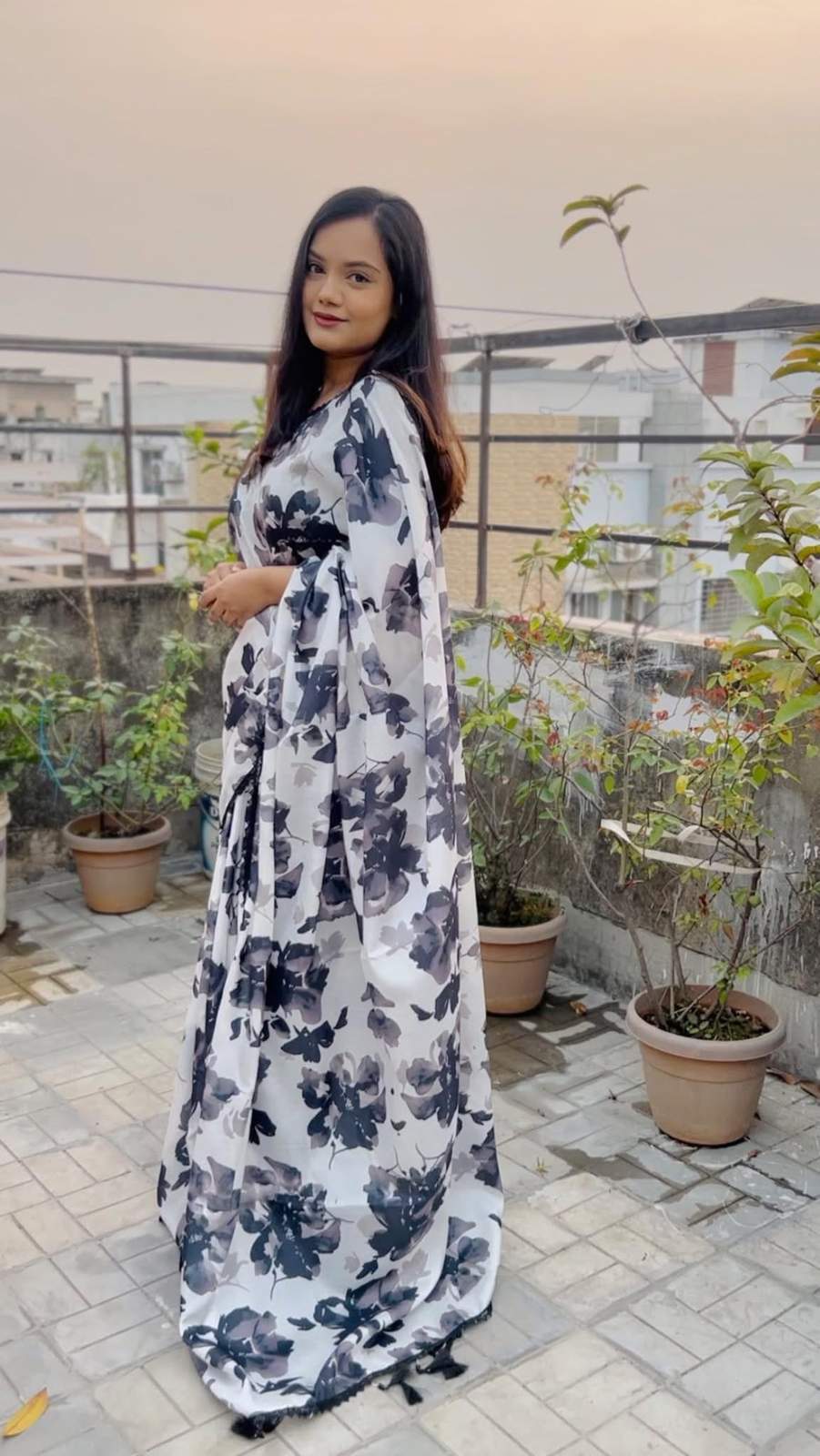 Digital Printed Satin Silk Saree With Blouse Piece | DG-232