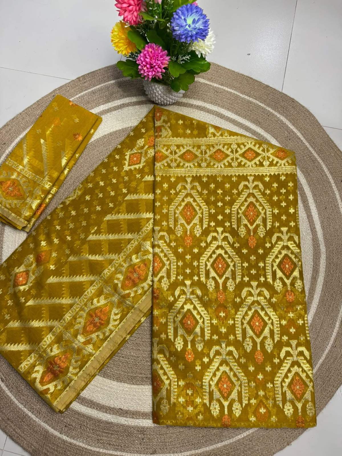 60/80 Count Jori Sutar Tant Jamdani Saree With Blouse Piece | JSS-01