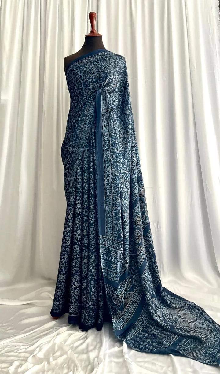 Soft Glossy Silk Digital Print Saree With Unstitched Blouse Piece | DG-176