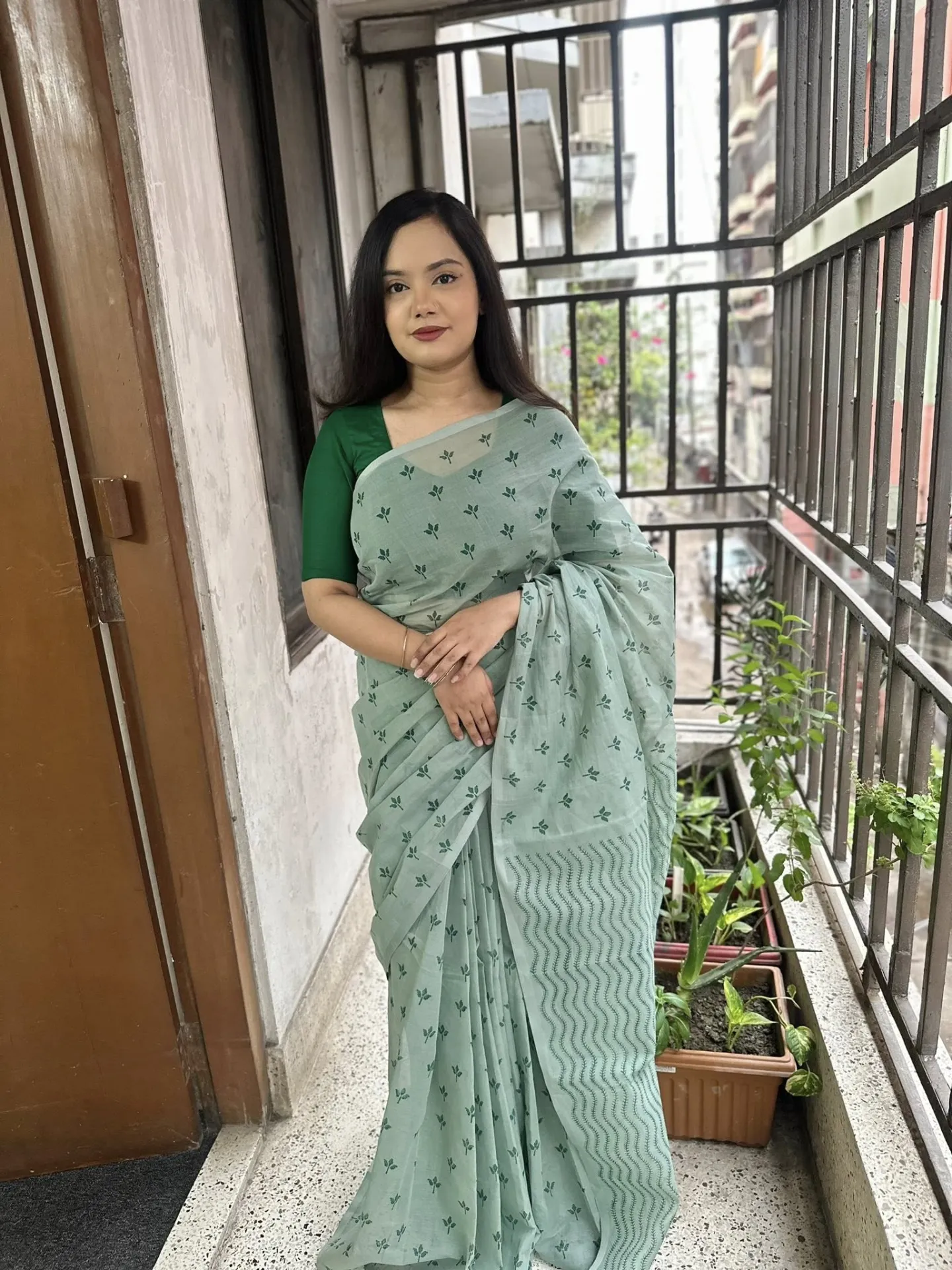 Handloom Cotton Hand block Printed Saree