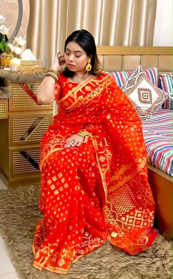 60/80 Count Jori Sutar Tant Jamdani Saree With Blouse Piece | JSS-03