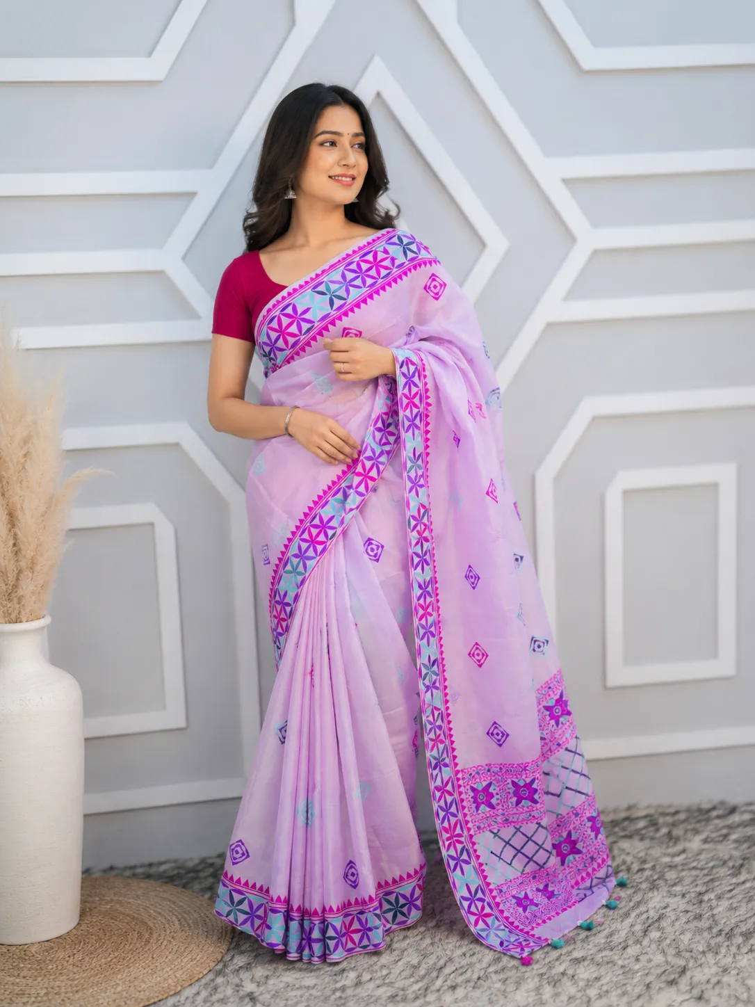 Semi Organza Silk Digital Printed Saree With Blouse Piece | BDS-25
