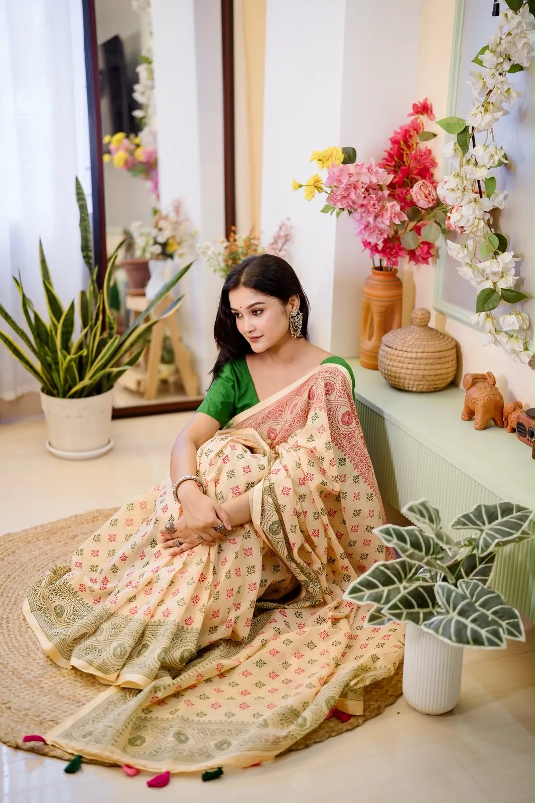 Premium Handloom Cotton Handblock Print Saree