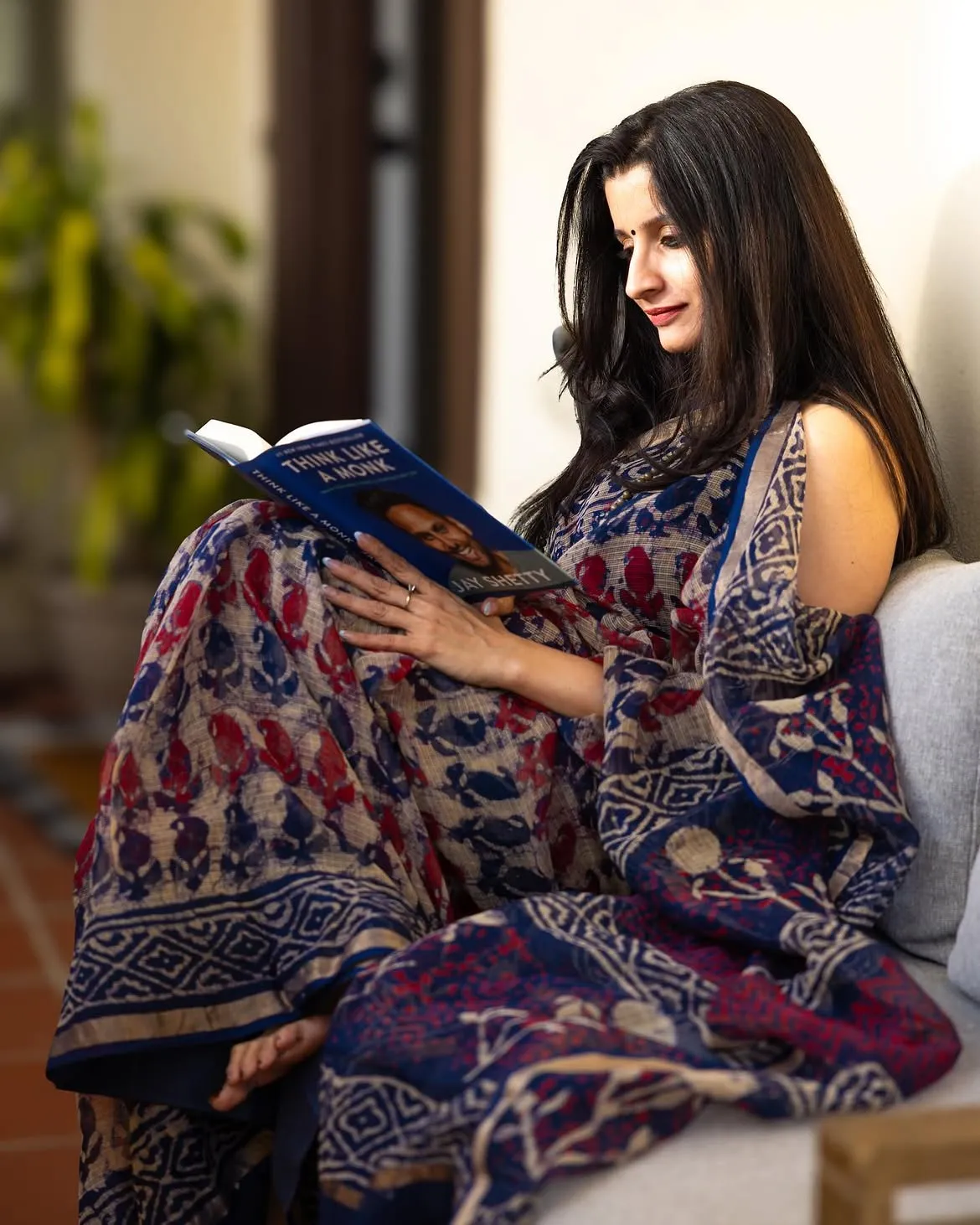 Traditional Block Design Digital Print Kota Doria Cotton Saree