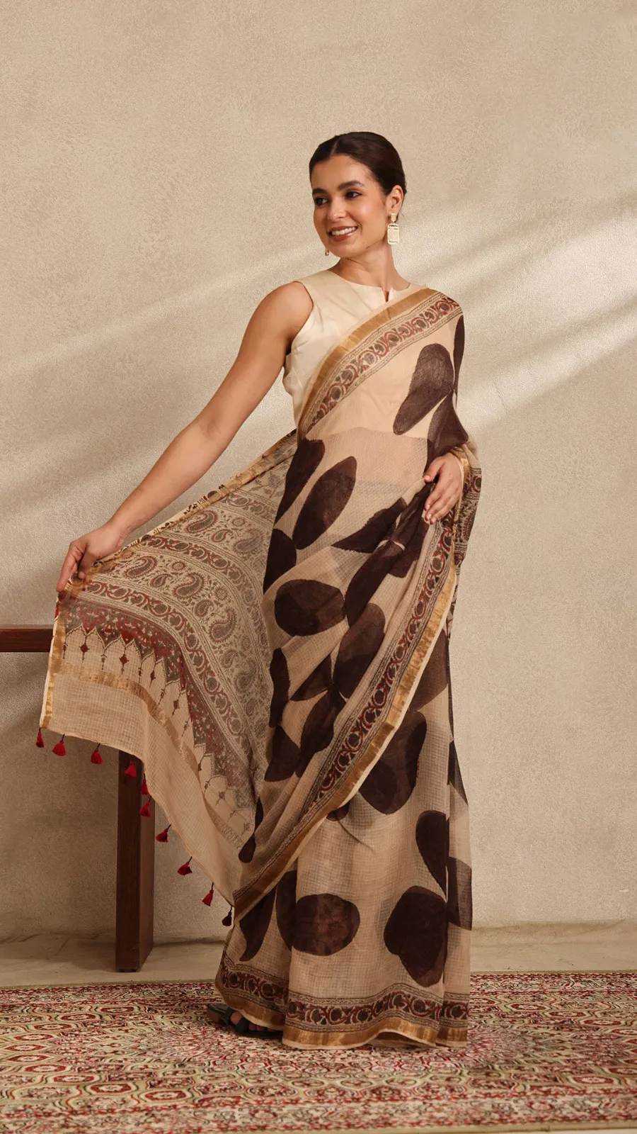 Premium Kota Doria Cotton Block Design Saree