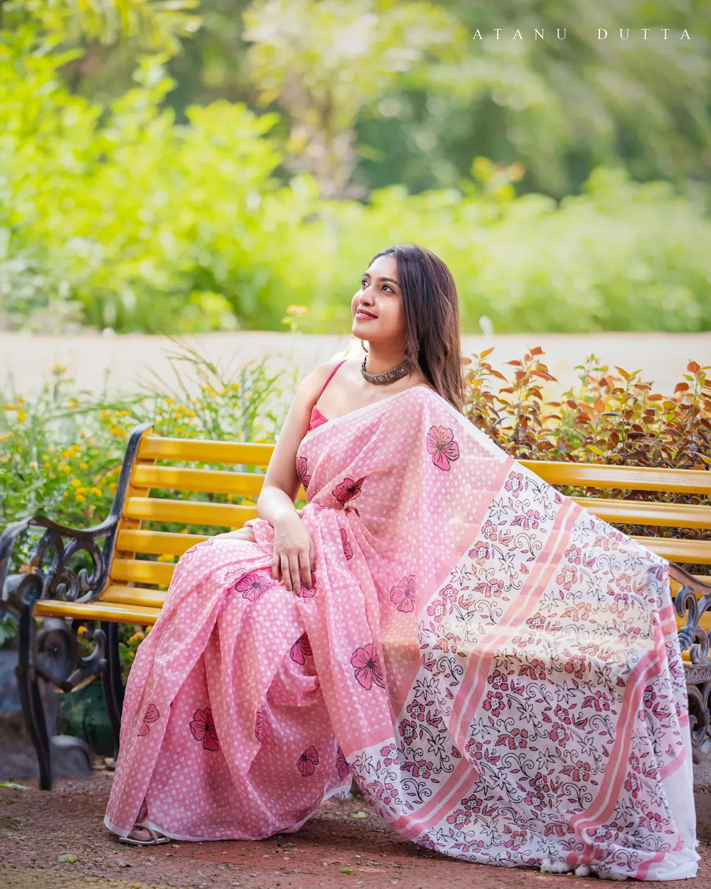 Light Pink Takely Processed Silk Printed Saree
